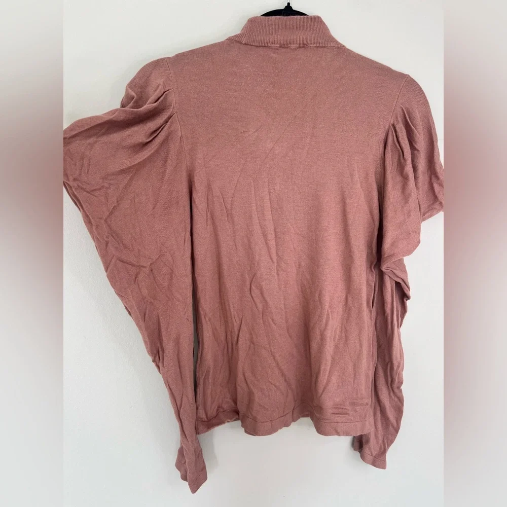 Vince Camuto Puff Sleeve Mock Neck Sweater Dusty Rose Pink Womens Size XS